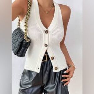 Shein Women Knit Vest Top Cream Color Size S New